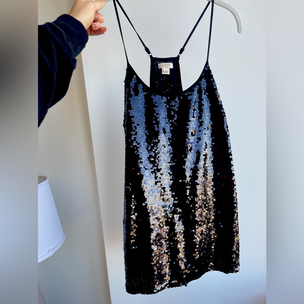J. Crew Black Sequin Top size 6 with adjustable straps